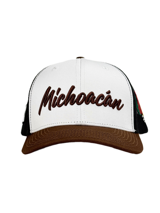 B. Michoacán White 6 Panel Trucker Hat
